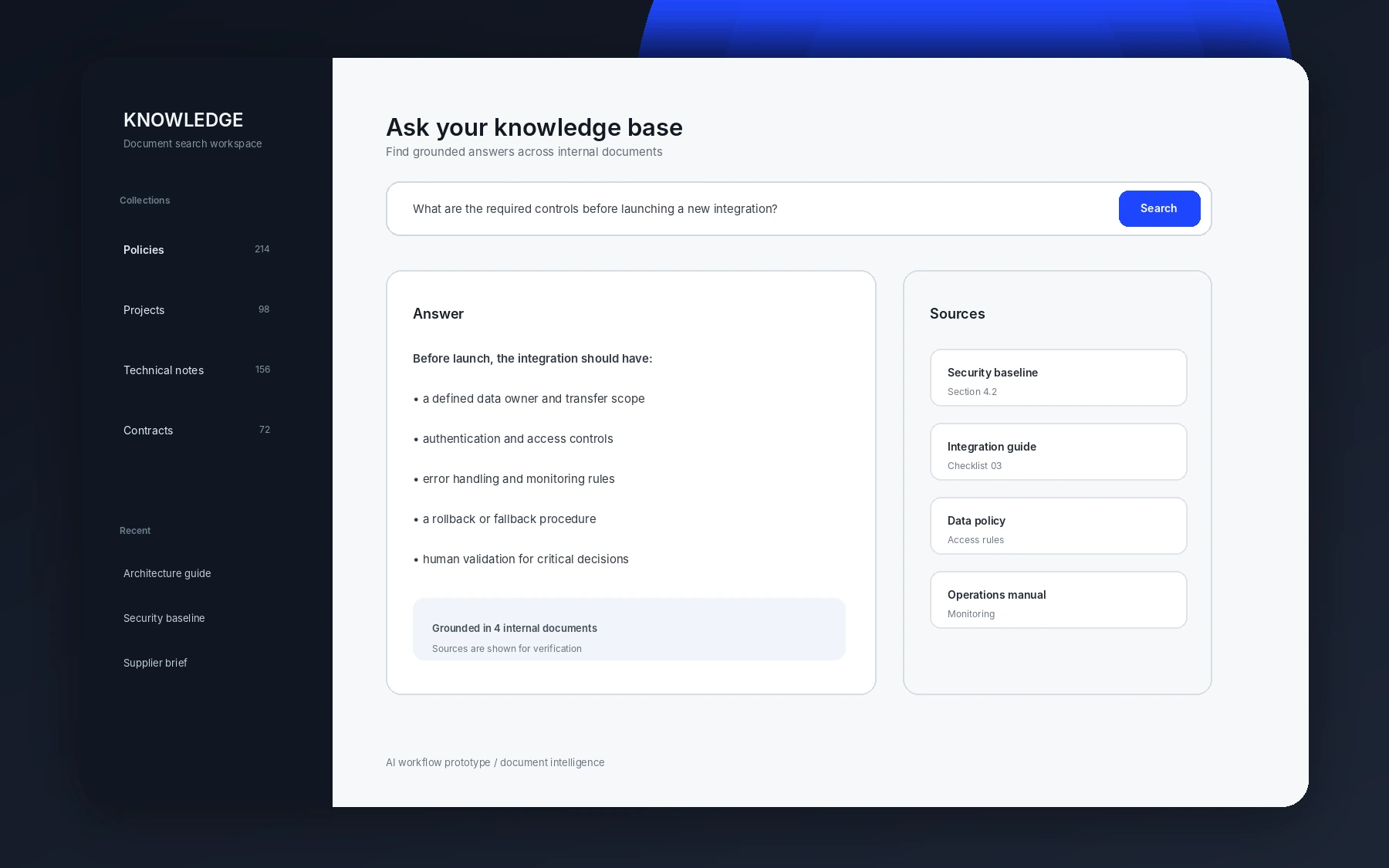 AI document search interface